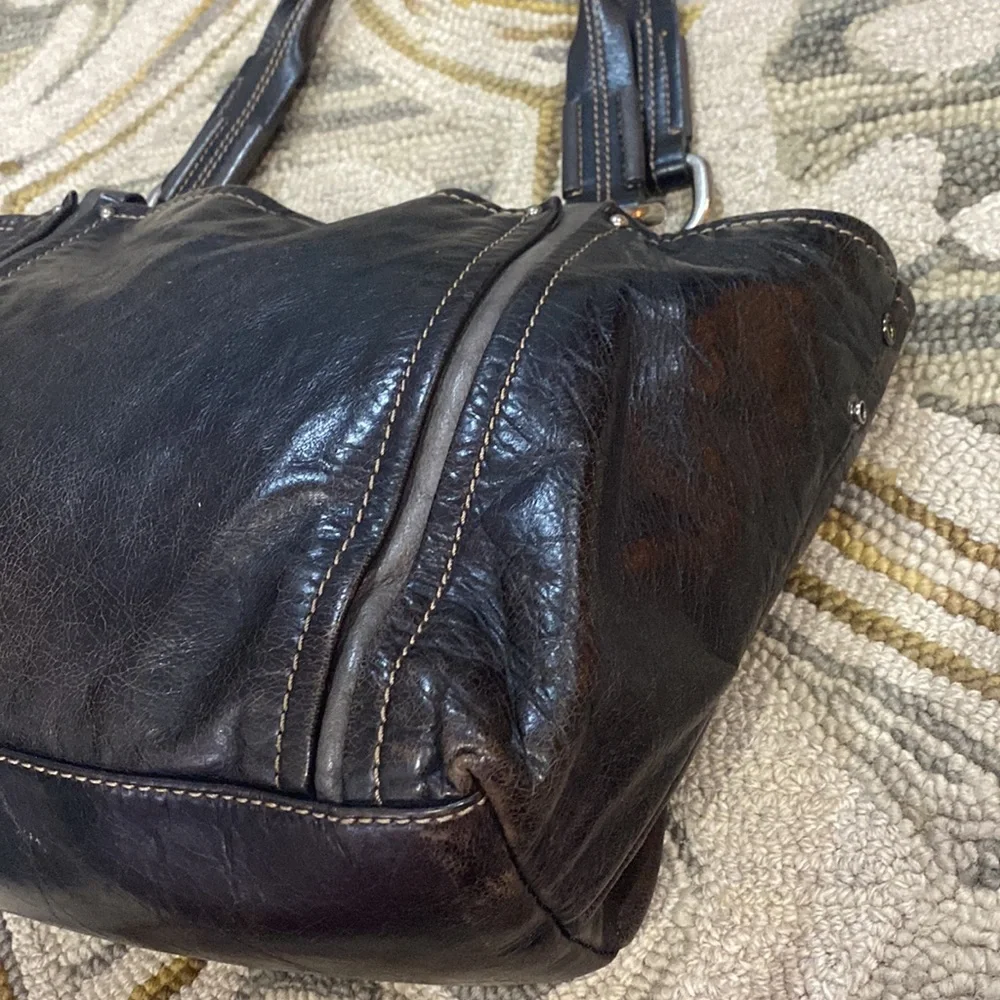 💕 Luana Italian leather large black top handle satchel bag 💕